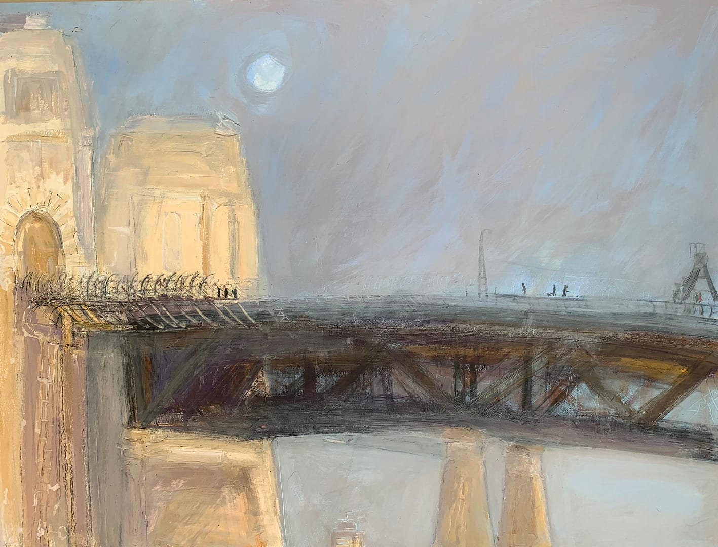 Bushfire Bridge-Plein air-Gouache,charcoal and ink on paper-102cm x 140cm-David K Wiggs 2019 Painting from North Head