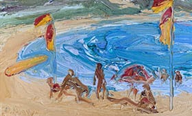 Palm-Beach Dee-Why-Surfer-girls-Plein-air-Oil-on-canvas-25cm-30cm-David-K-Wiggs-2018-280x170